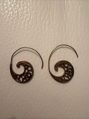 Bronze Filigree Swirl Hoop Earrings - Women's Jewelry